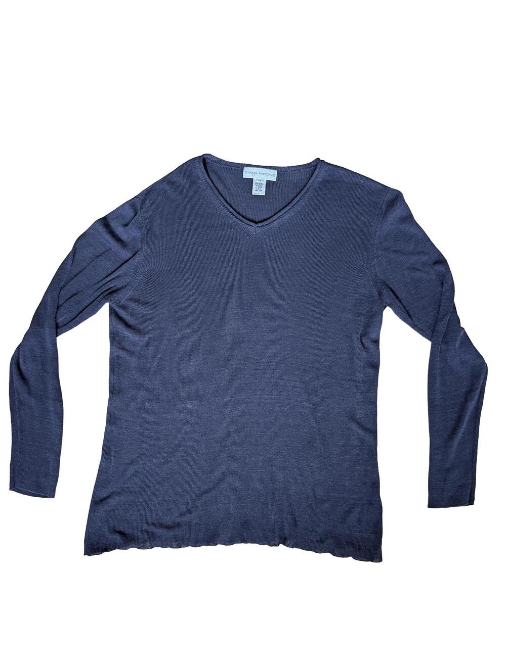Evan Picone Black Linen Blend V-Neck Mesh Sweater – Men’s Size Medium